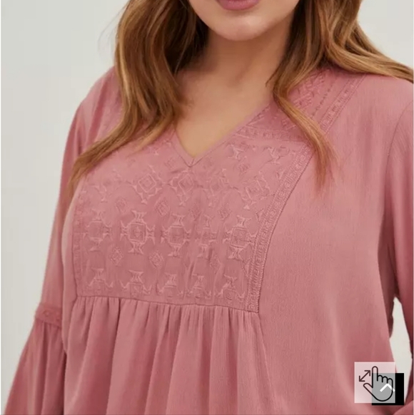 Torrid Crinkle Gauze Embroidered Top - Picture 4 of 5